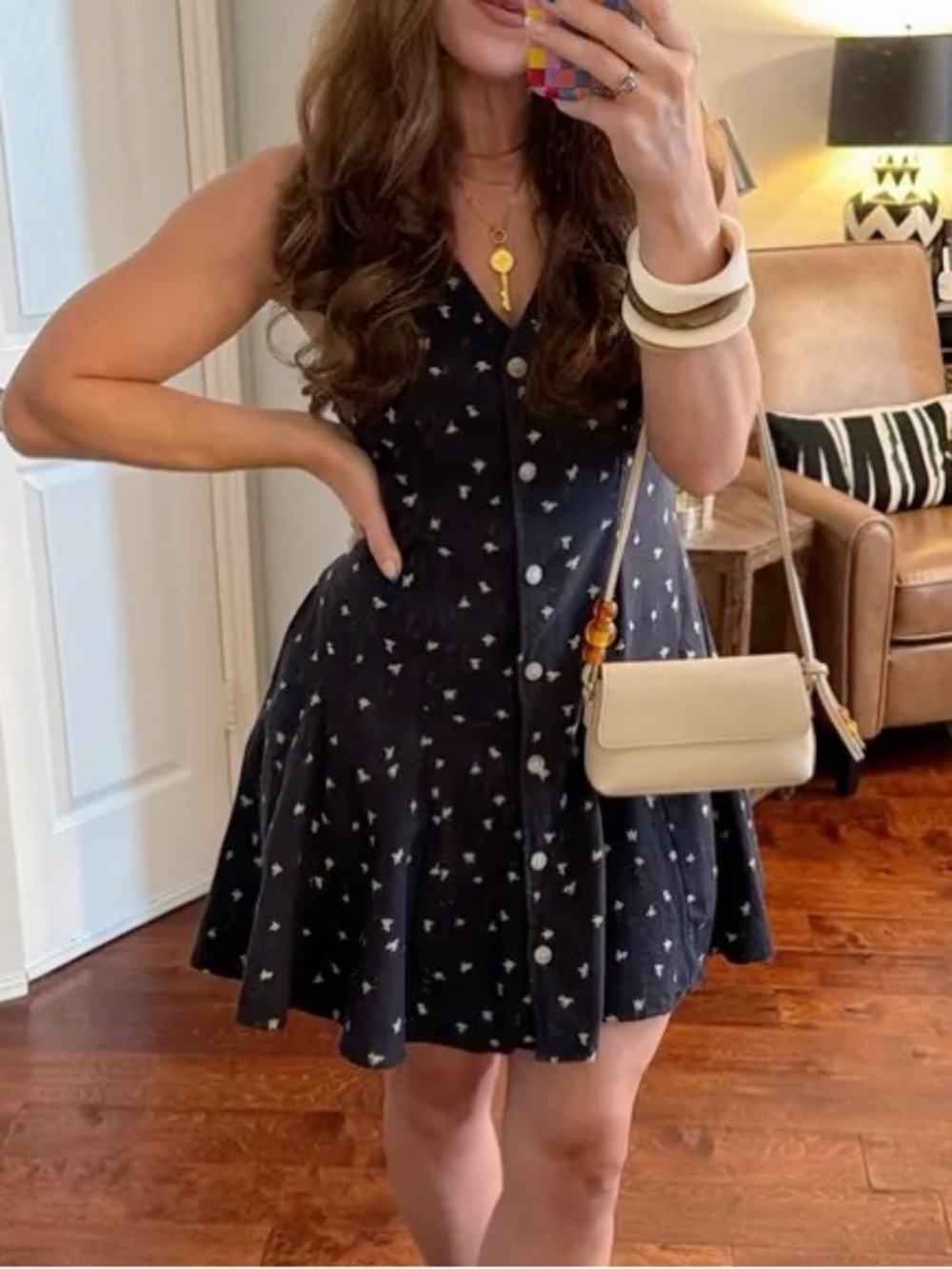 American Eagle xl Sleeveles Navy Button-Front Mini Dress